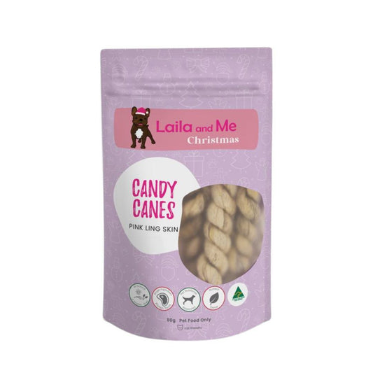 Laila & Me Christmas Candy Canes Fish Twist Treats for Cats & Dogs 80g