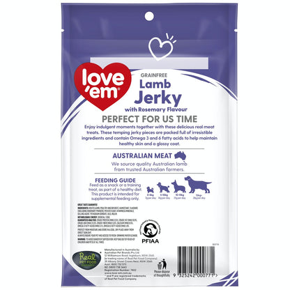 Love Em (Grain free) Lamb Jerky with Rosemary 200g