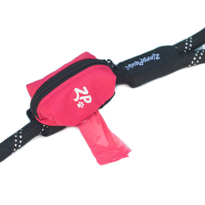 Zippy Paws Adventure Leash Dog Poop Bag Dispenser + BONUS Roll - Hibiscus Pink