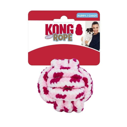 KONG Rope Knot Ball Fetch Dog Toy for Puppies - Assorted Colours 3 pack