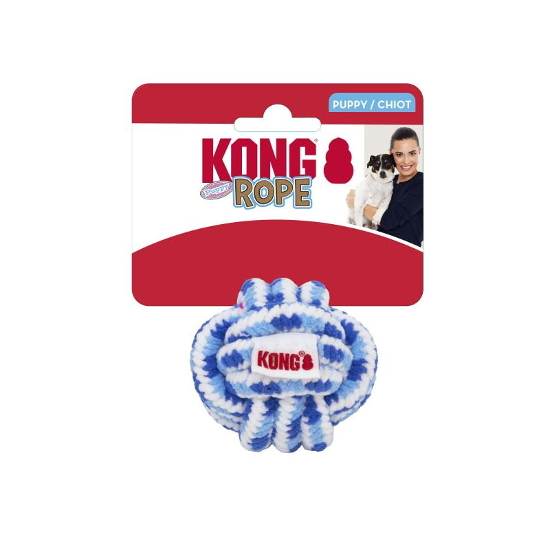 KONG Rope Knot Ball Fetch Dog Toy for Puppies - Assorted Colours 3 pack