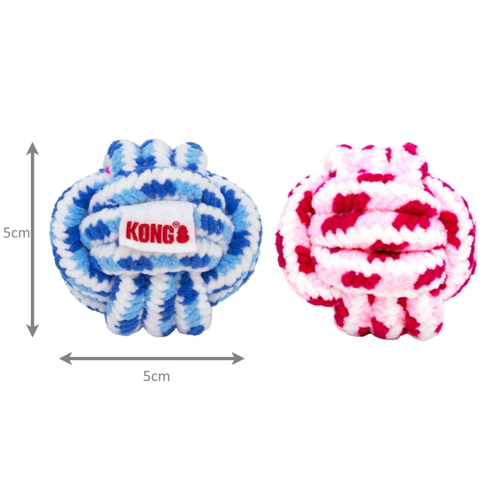 KONG Rope Knot Ball Fetch Dog Toy for Puppies - Assorted Colours 3 pack