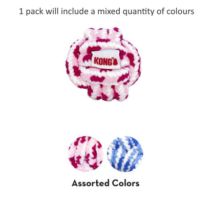 KONG Rope Knot Ball Fetch Dog Toy for Puppies - Assorted Colours 3 pack