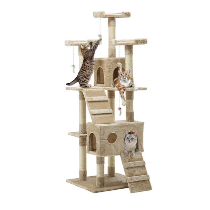 i.Pet Cat Tree 180cm Tower Scratching Post Scratcher Wood Condo House Toys Beige