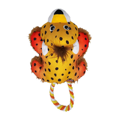 KONG Cozie Tuggz Rope Sqeueaker Dog Toy - Cheetah Bulk Pack of 3 Small/Medium