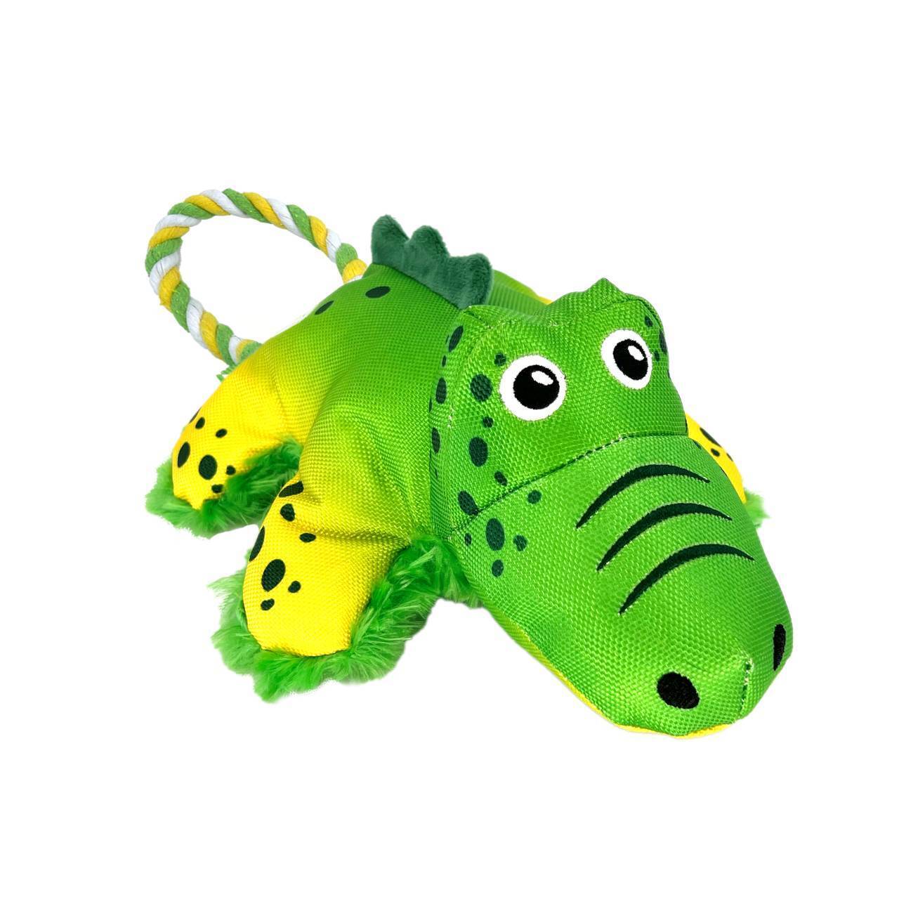 KONG Cozie Tuggz Rope Sqeueaker Dog Toy - Alligator Bulk Pack of 3 Small/Medium