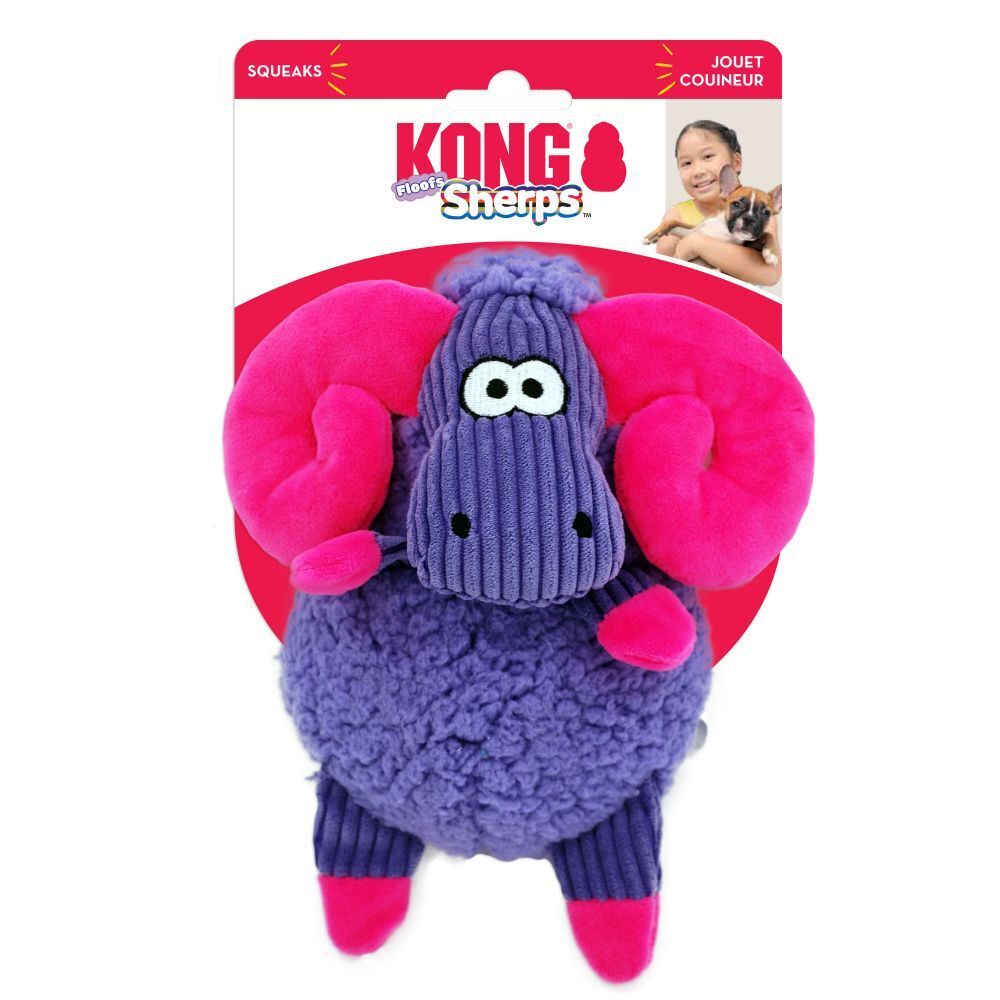 KONG Sherps Floofs Big Horn Plush Squeaker Dog Toy 3 pack