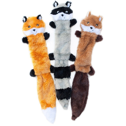 Zippy Paws Skinny Peltz Squeaker Dog Toy 3-pack Large - No Stuffing