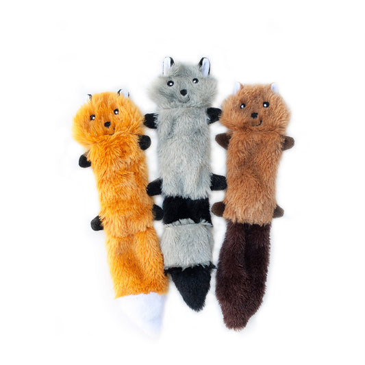 Zippy Paws Skinny Peltz Plush No-Stuffing Dog Toys - 3-pack Small