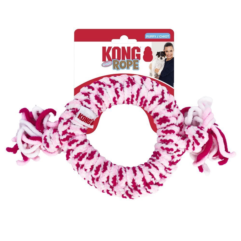 KONG Rope Ring Fetch & Tug Dog Toy for Puppies - Assorted Colours 3 pack