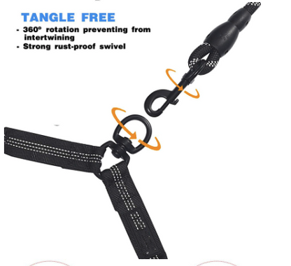 🎖️🐾 High-Quality Nylon Dual Dog Leash 🐶🐕 - Ideal for Walking, Training Small, Medium & Large Dogs 🦴🌳 - Innovative Split Design to Walk 2 Dogs at Once 🐾🐾🎉