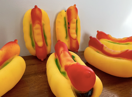 🐶 Life in the Outback Yummy Chewy Squeaky Hotdog Dog Toy 🌭🎉