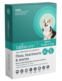 Talentcare - Spot On - Flea & Worm Treatment - Dog - 10-25kg - 6's