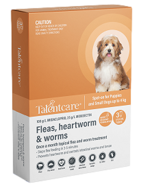 Talentcare - Spot On - Flea & Worm Treatment - Puppy/Small Dog - up to 4kg - 3's