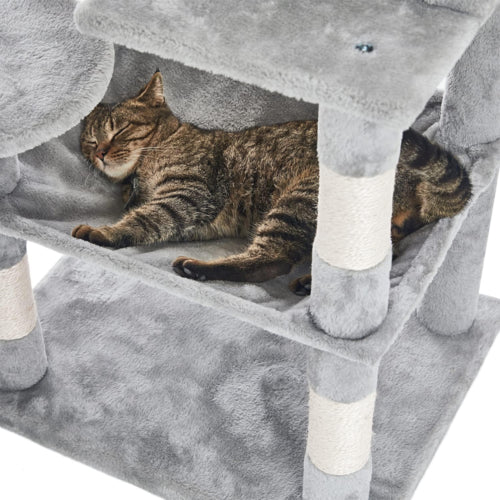 Grey Road Cat Tree Tower Scratching Post Scratcher Cats Condo House Bed 143cm