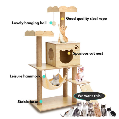 Cat Tree (120cm / 135cm Wood)