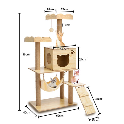 Cat Tree (120cm / 135cm Wood)