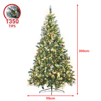 Christabelle 2m Pre Lit LED Christmas Tree Decor with Pine Cones Xmas Decorations