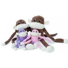 Zippy Paws Spencer the Crinkle Monkey Long Leg Plush Dog Toy - Brown - Large