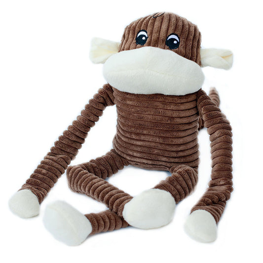 Zippy Paws Spencer the Crinkle Monkey Long Leg Plush Dog Toy - Brown - X-Large