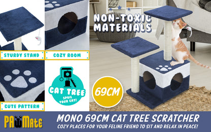 Cat Tree Multi Level Scratcher MONO 69cm BLUE