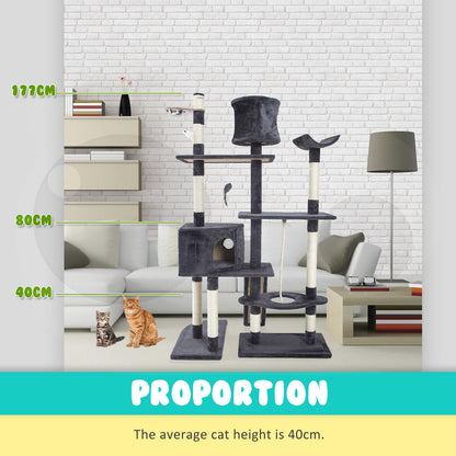 Cat Tree Multi Level Scratcher DANIE 170cm GREY