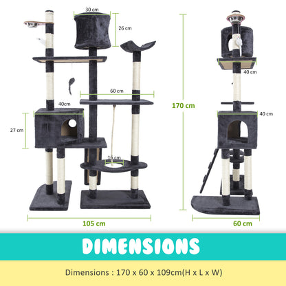 Cat Tree Multi Level Scratcher DANIE 170cm GREY