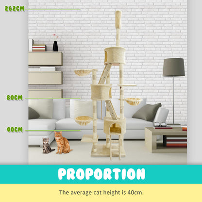 Cat Tree Multi Level Scratcher PARADISE 262cm BEIGE