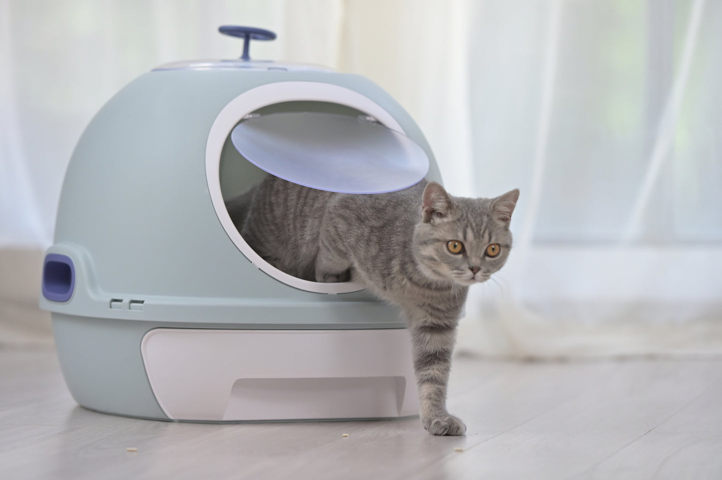 YES4PETS Hooded Cat Toilet Litter Box Tray House With Drawer & Scoop Blue