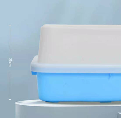 YES4PETS Large Deep Cat Kitty Litter Tray High Wall Pet Toilet Tray With Scoop Blue