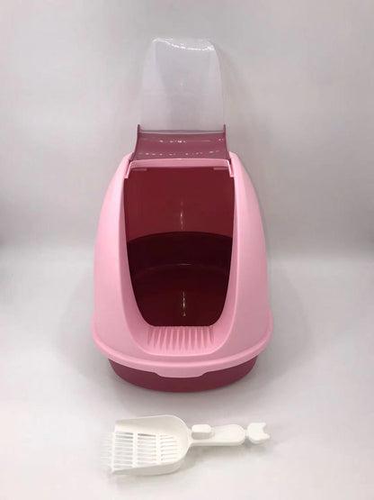 YES4PETS Portable Hooded Cat Toilet Litter Box Tray House with Handle and Scoop Pink