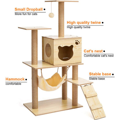 Modern Multi-Level Cats Tree Kittens Scratching Posts Sisal Rope Soft Nest Bed Cat Furniture Tree