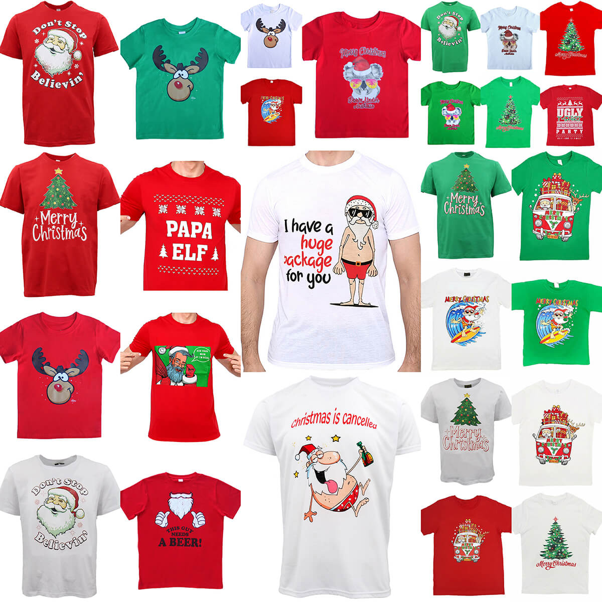 New Funny Adult Xmas Christmas T Shirt Tee Mens Womens 100% Cotton Jolly Ugly, Santa is Jolly, L