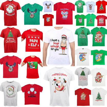 New Funny Adult Xmas Christmas T Shirt Tee Mens Womens 100% Cotton Jolly Ugly, UGLY T-Shirt Party, XL