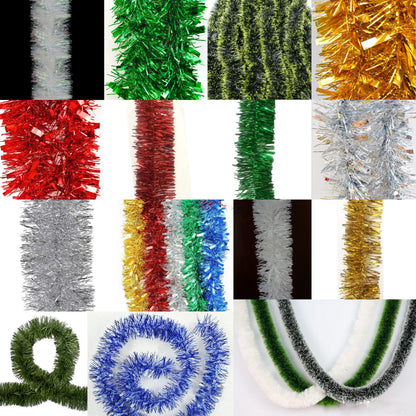 5x 2.5m Christmas Tinsel Xmas Garland Sparkly Snowflake Party Natural Home Décor, Snow Speckles in Blue