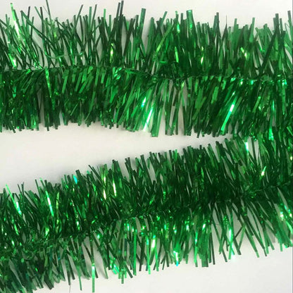 5x 2.5m Christmas Tinsel Xmas Garland Sparkly Snowflake Party Natural Home Décor, Traditional Green