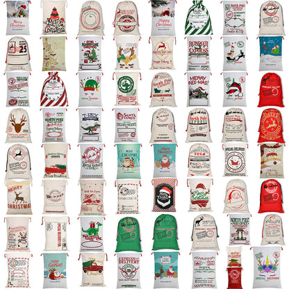 Large Christmas XMAS Hessian Santa Sack Stocking Bag Reindeer Children Gifts Bag, Green - Santa Mail