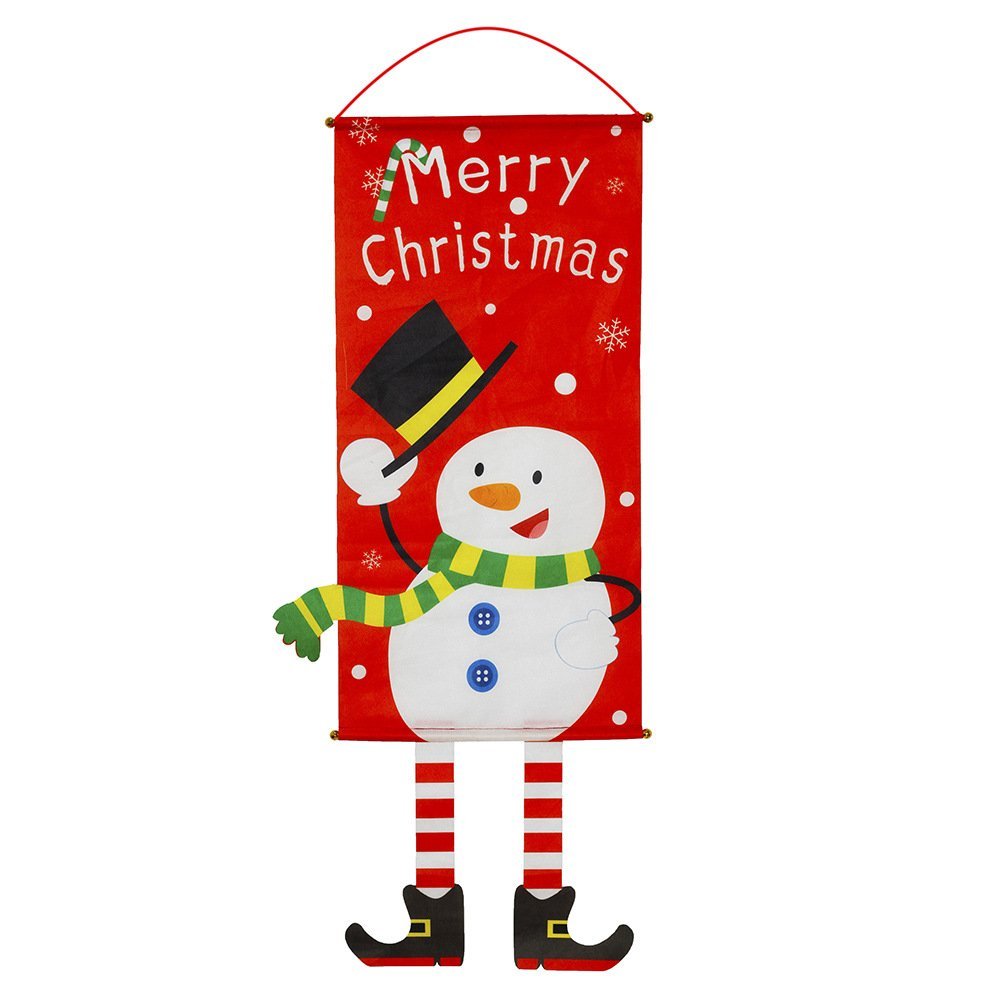 Christmas Hanging Banner Flag Door Window Décor Santa Reindeer Snowman Ornaments, Snowman