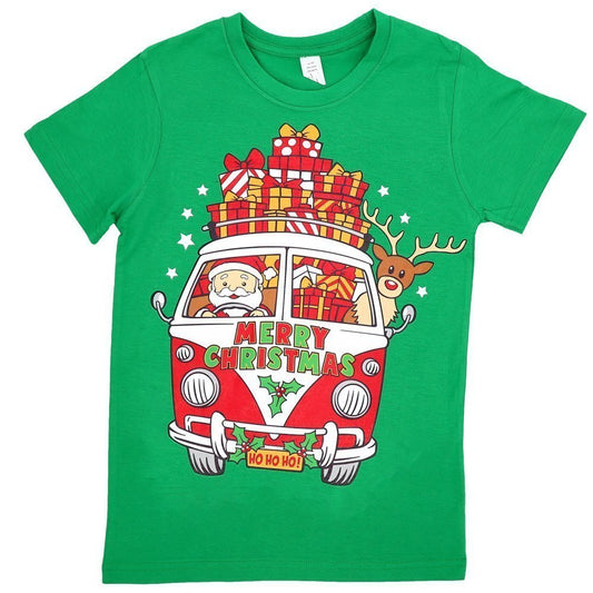 New Funny Adult Xmas Christmas T Shirt Tee Mens Womens 100% Cotton Jolly Ugly, Santa Drive Kombi (Green), XS