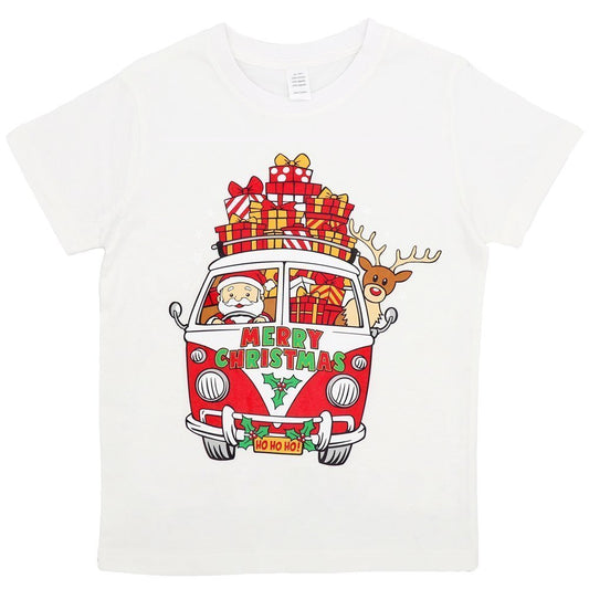 New Funny Adult Xmas Christmas T Shirt Tee Mens Womens 100% Cotton Jolly Ugly, Santa Drive Kombi (White), XS