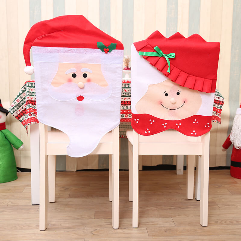 6x Christmas Cute Lady Santa Hat Chair Covers Dinner Home Décor Ornaments Gift, Mr Santa