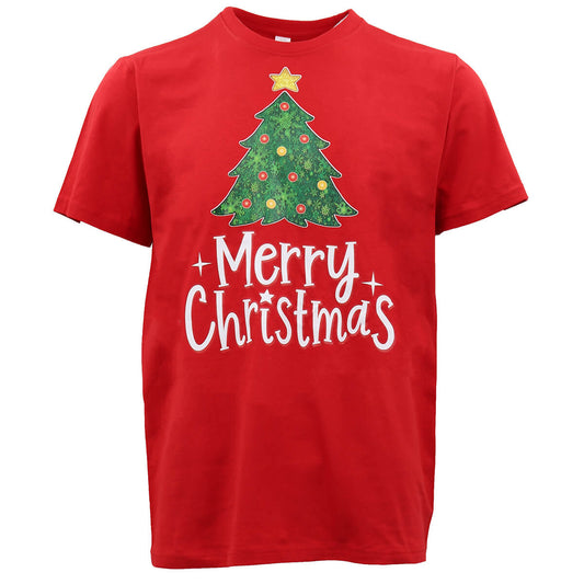 New Funny Adult Xmas Christmas T Shirt Tee Mens Womens 100% Cotton Jolly Ugly, Tree (Red) B, L