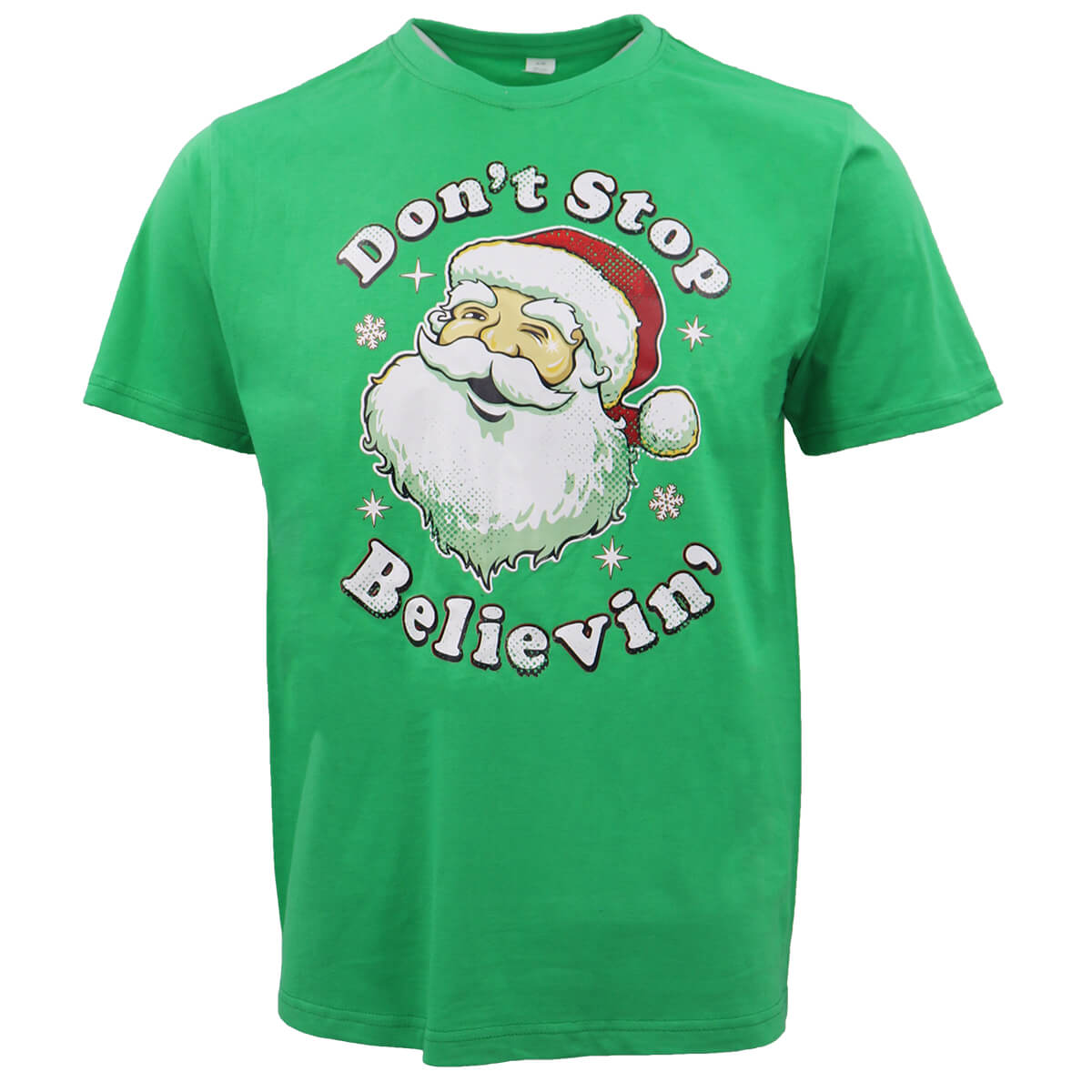 New Funny Adult Xmas Christmas T Shirt Tee Mens Womens 100% Cotton Jolly Ugly, Don't Stop Believin' (Green), M