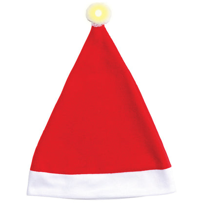 Christmas Unisex Adults Kids Novelty Hat Xmas Party Cap Santa Costume Dress Up, Santa Hat w LED Light