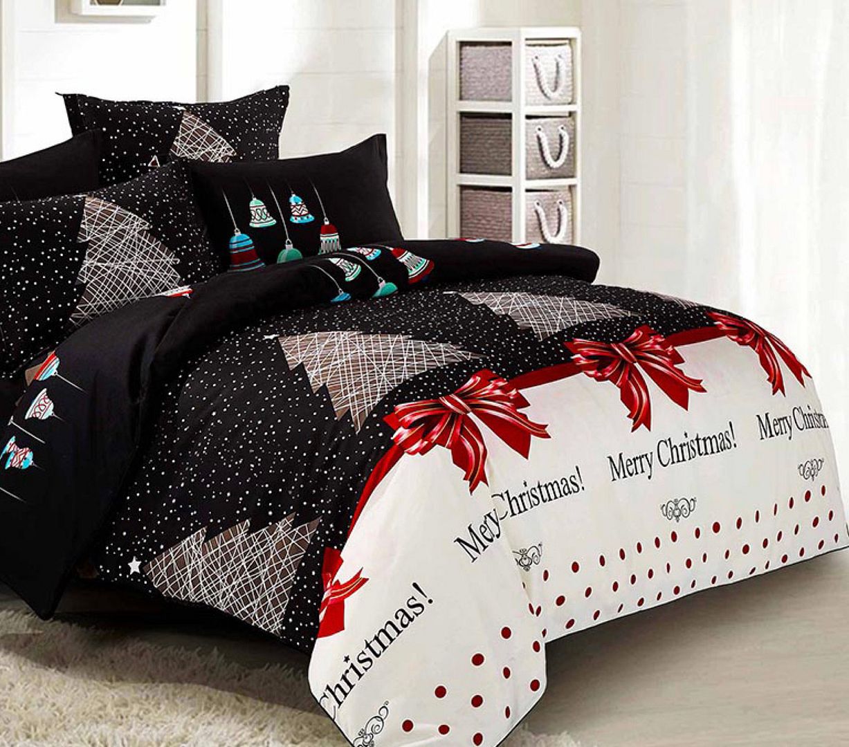 Merry Double SizeChristmas Quilt/Duvet Cover Set