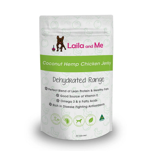 Laila & Me Dehydrated Coco and Hemp Chicken Jerky Dog Treats 75g