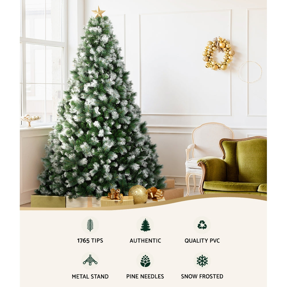 Jingle Jollys 2.7M Christmas Tree with Pine Needle Snowy Xmas Tree 1765 Tips