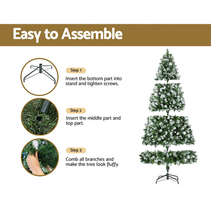 Jingle Jollys 2.7M Christmas Tree with Pine Needle Snowy Xmas Tree 1765 Tips