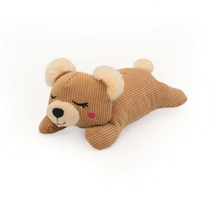 Zippy Paws Snooziez with Silent Shhhqueaker Plush Dog Toy - Bear