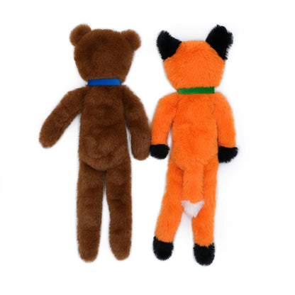 Zippy Paws Fluffy Peltz Plush Squeaker Dog Toy - Bear & Fox 2-Pack